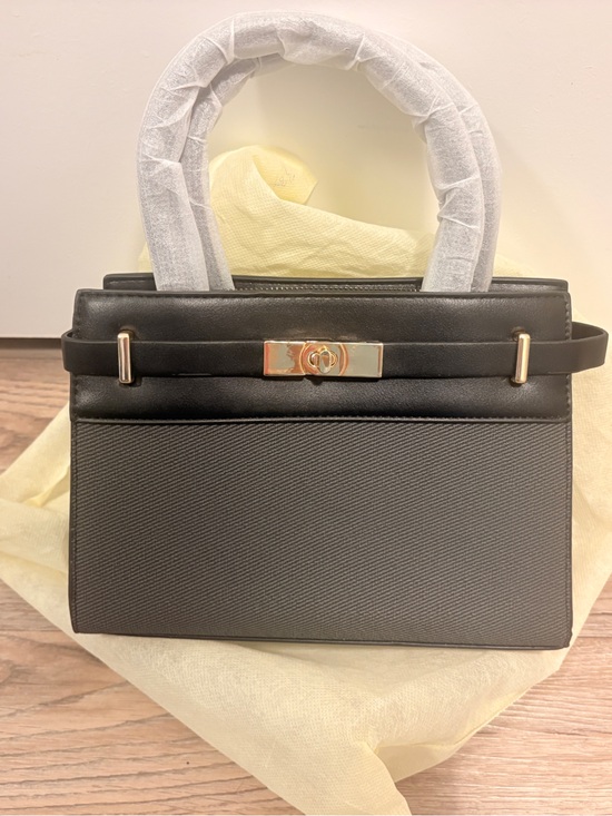 Handbags - Classic Black Top-Handle Women's Bag with Gold Hardware
